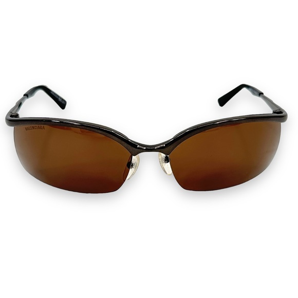Balenciaga Other - [sold] Balenciaga Black & Brown Y2K Style 70MM Rectangle Sunglasses